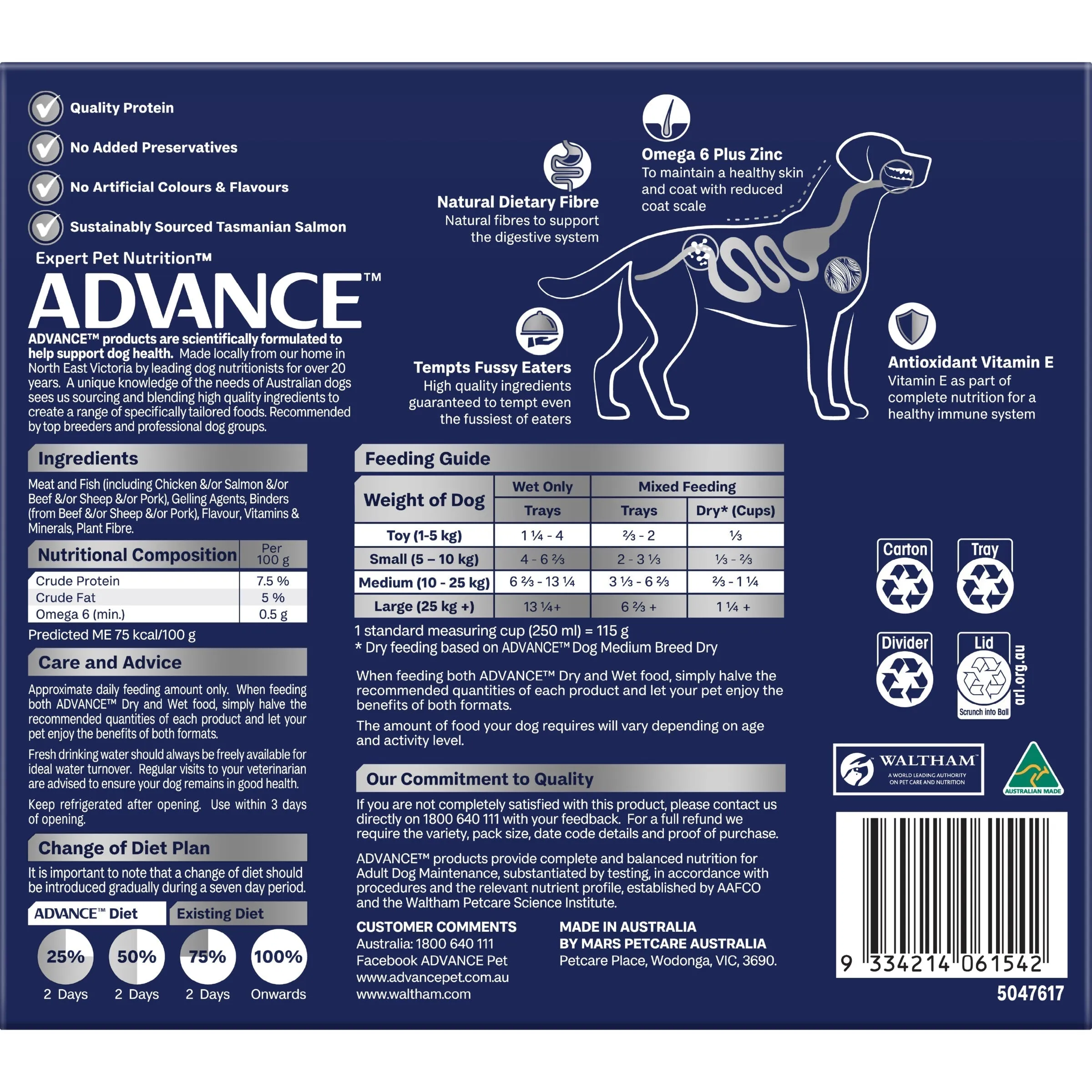 Advance Casserole with Salmon All Breed Adult Dog Wet Food 100g x 12 ( _ )