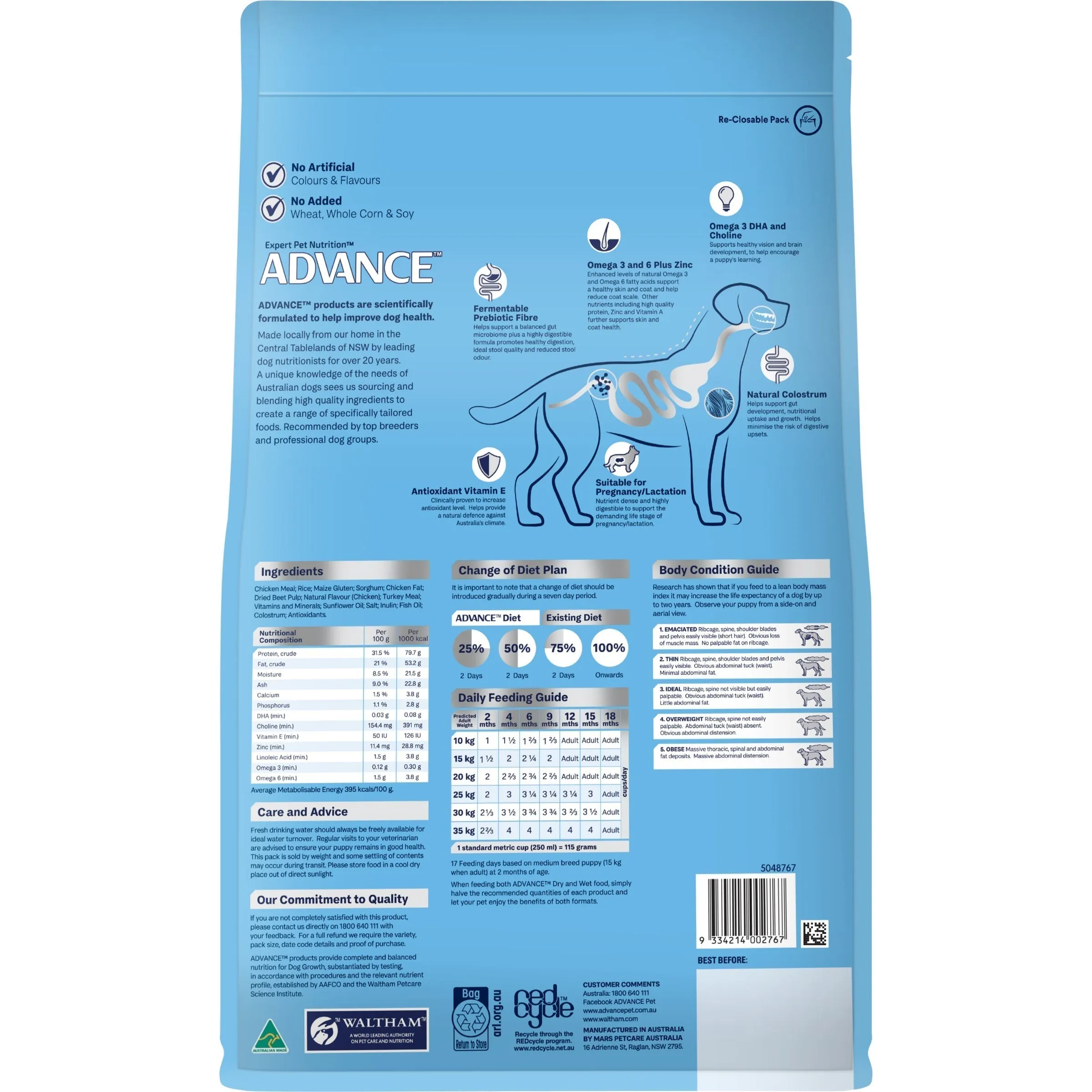 Advance Chicken and Rice Medium Breed Puppy Dry Food 3kg ( _ )