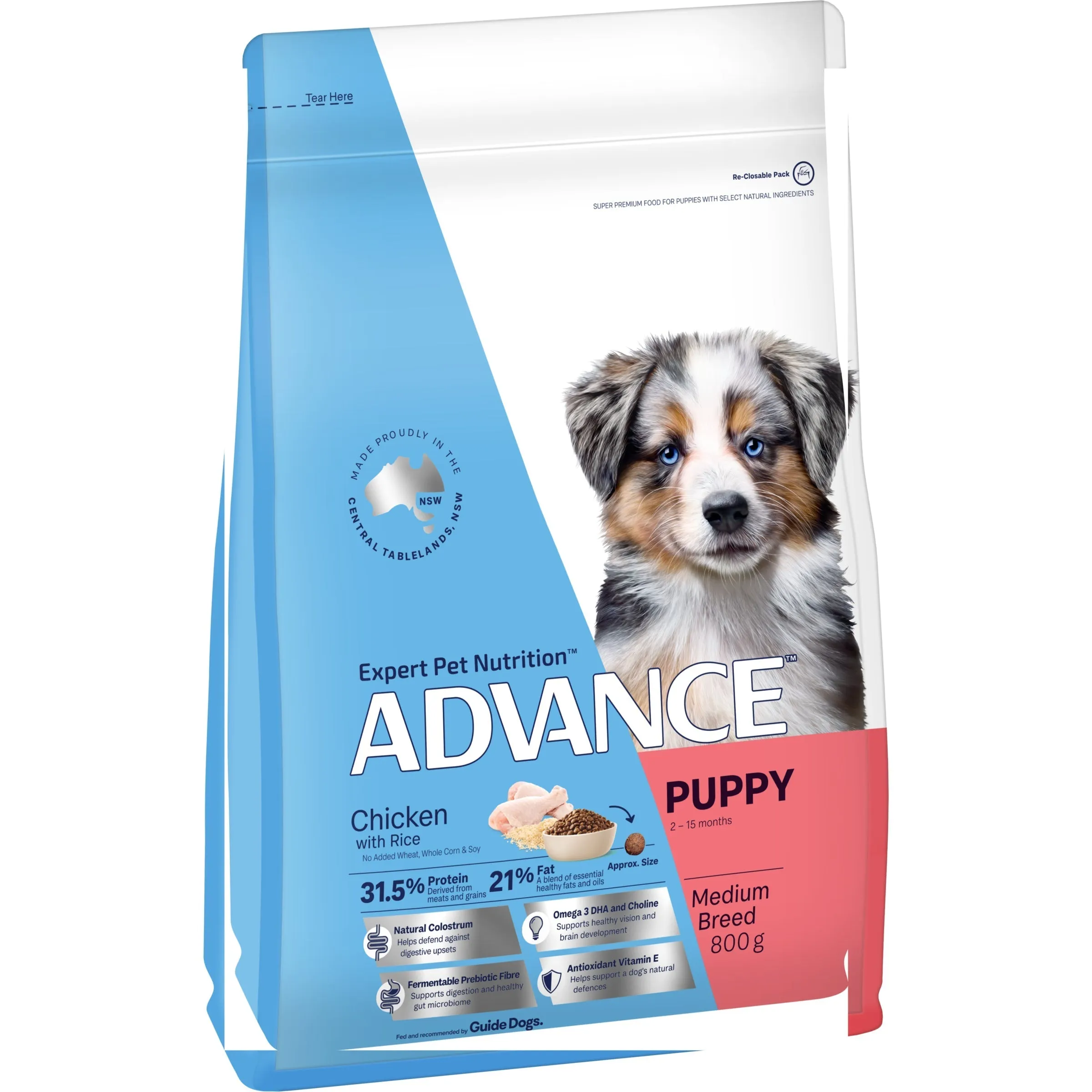 Advance Chicken and Rice Medium Breed Puppy Dry Food 800G ( _ )