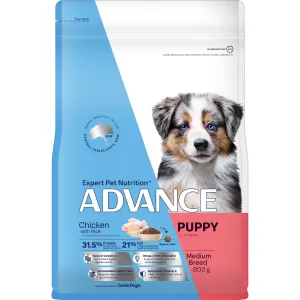 Advance Chicken and Rice Medium Breed Puppy Dry Food 800G ( _ )