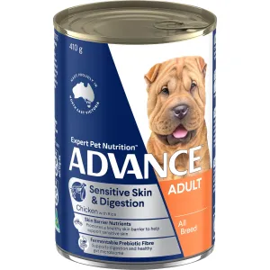 Advance Chicken and Rice Sensitive Skin and Digestion Adult Dog Wet Food 410g ( _ )