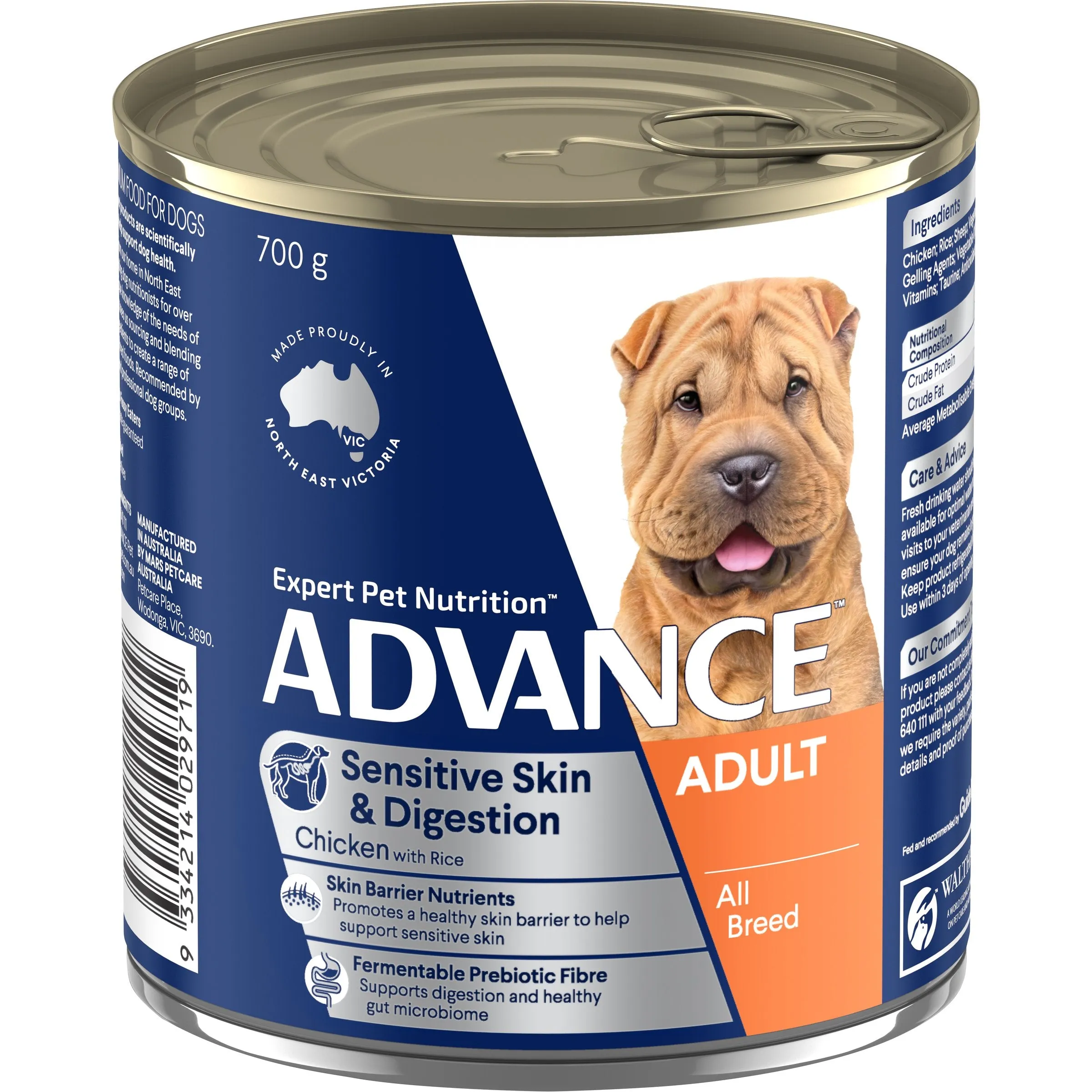 Advance Chicken and Rice Sensitive Skin and Digestion Adult Dog Wet Food 700g x 12 ( _ )