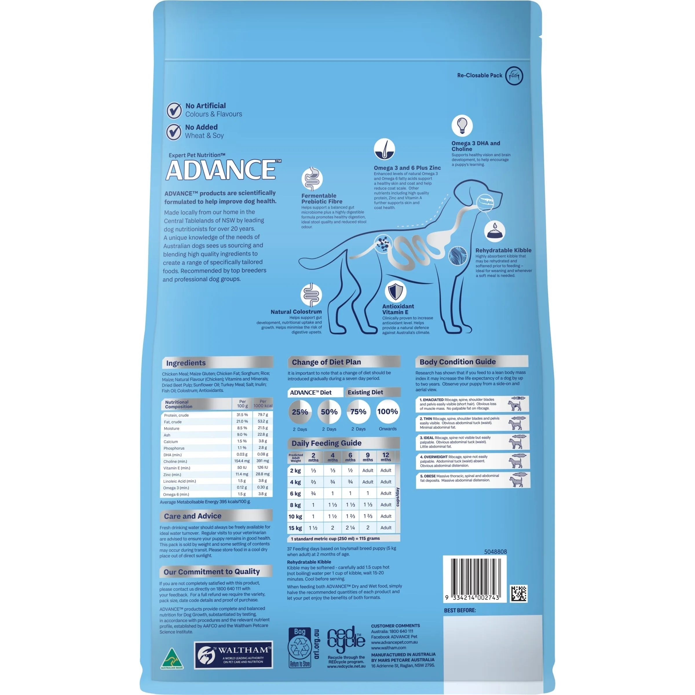Advance Chicken and Rice Small Breed Puppy Rehydratable Dry Food 3kg ( _ )