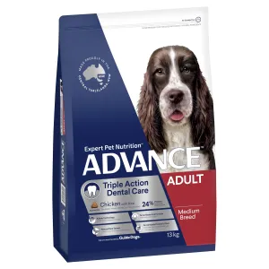 Advance Chicken and Rice Triple Action Dental Care Medium Breed Adult Dog Dry Food 13kg ( _ )