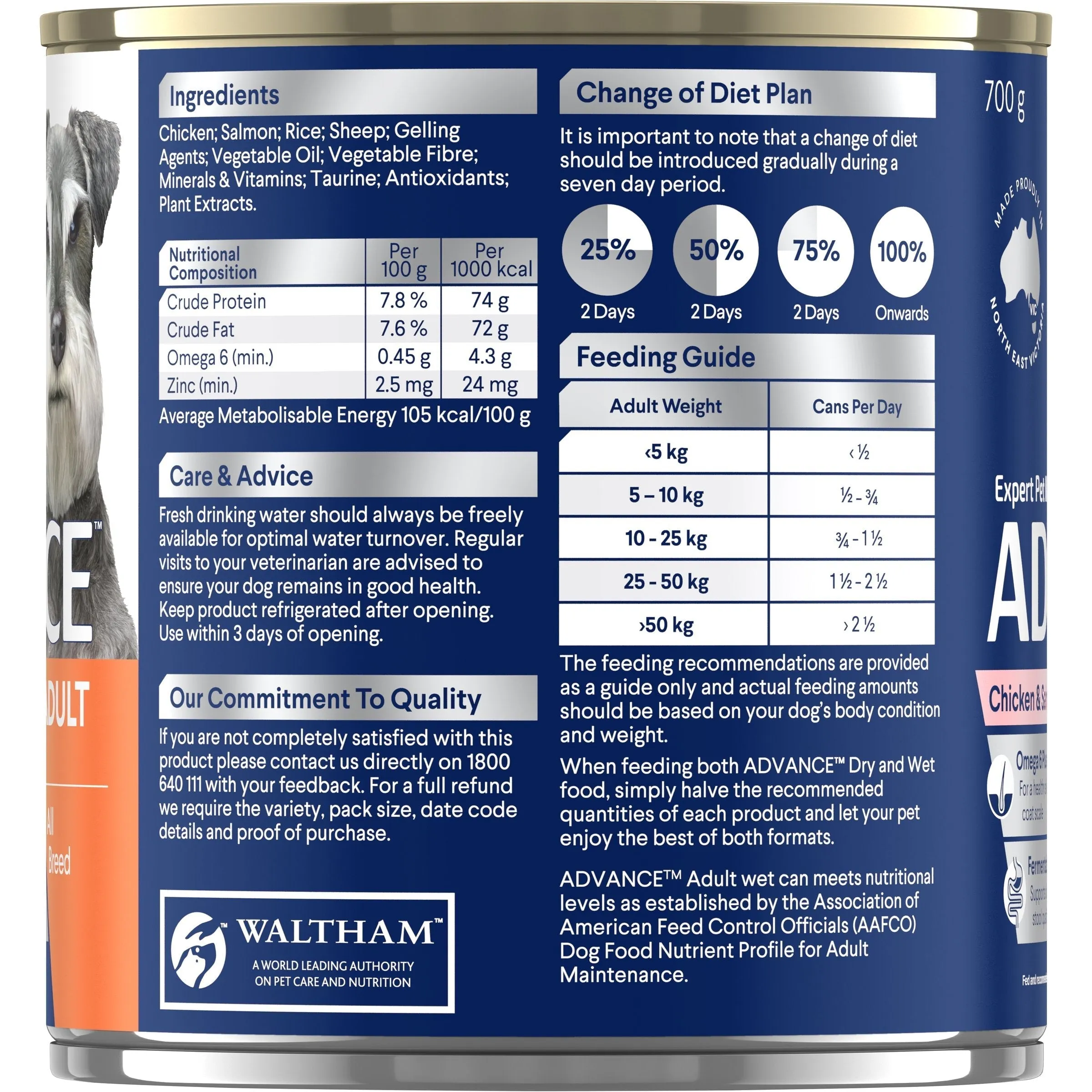 Advance Chicken and Salmon All Breed Adult Dog Wet Food 700g ( _ )
