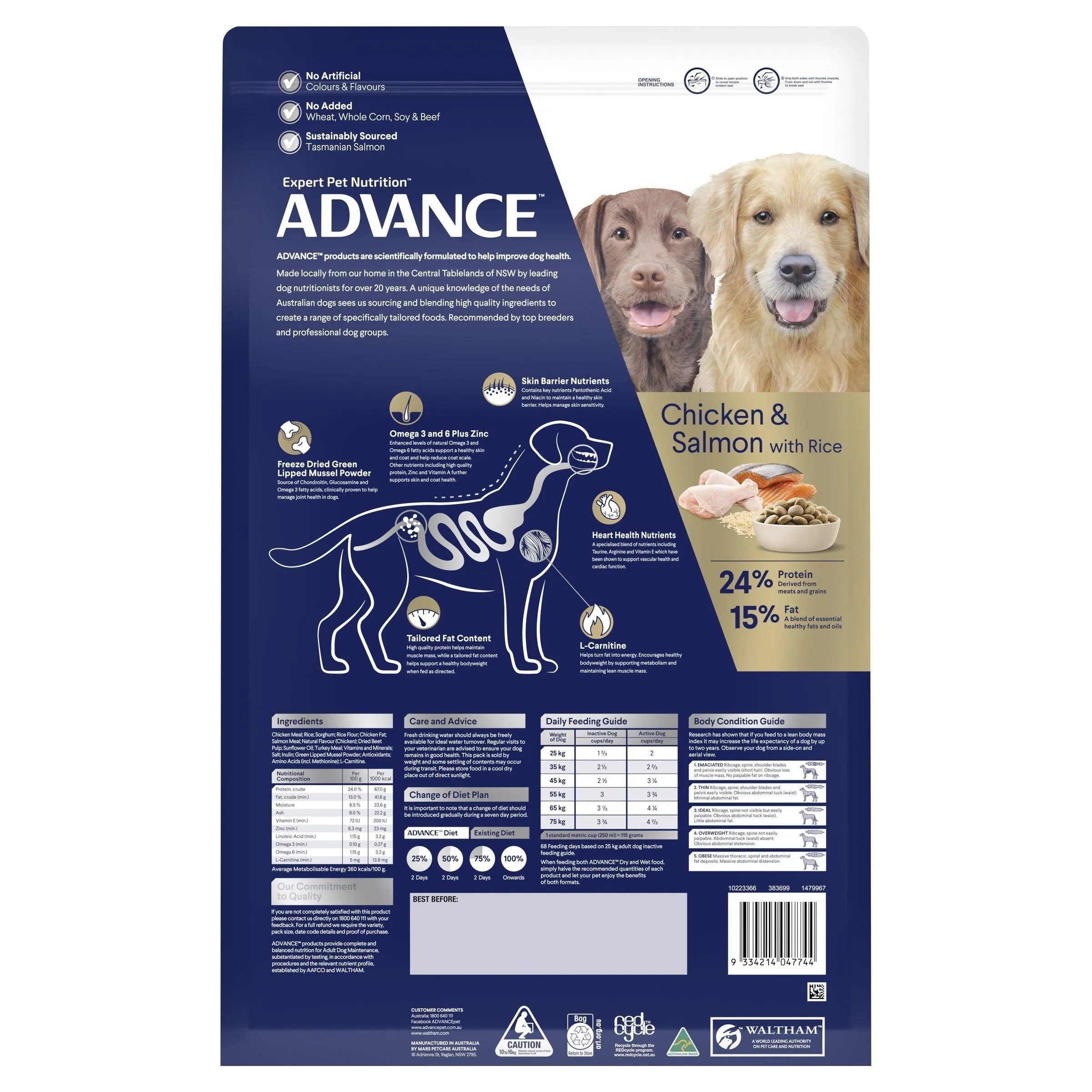 Advance Chicken and Salmon Retrievers Adult Dog Dry Food 13kg ( _ )