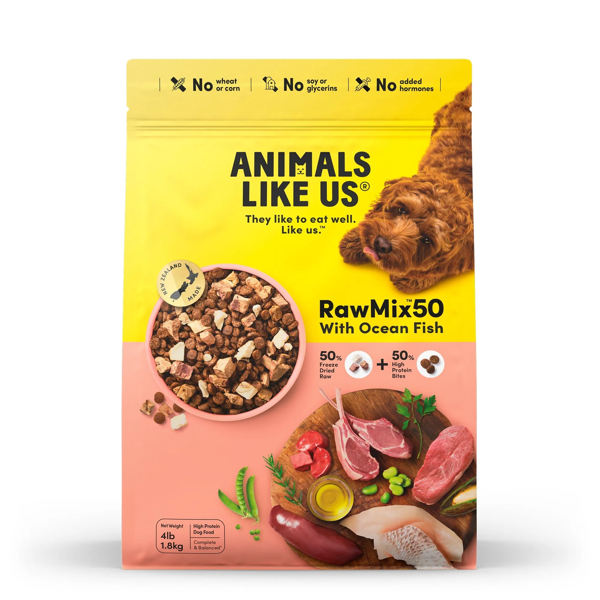 Animals Like Us RawMix50 with Freeze Dried Ocean Fish and Kibble Mix Dry Dog Food 1.8kg ( _ )