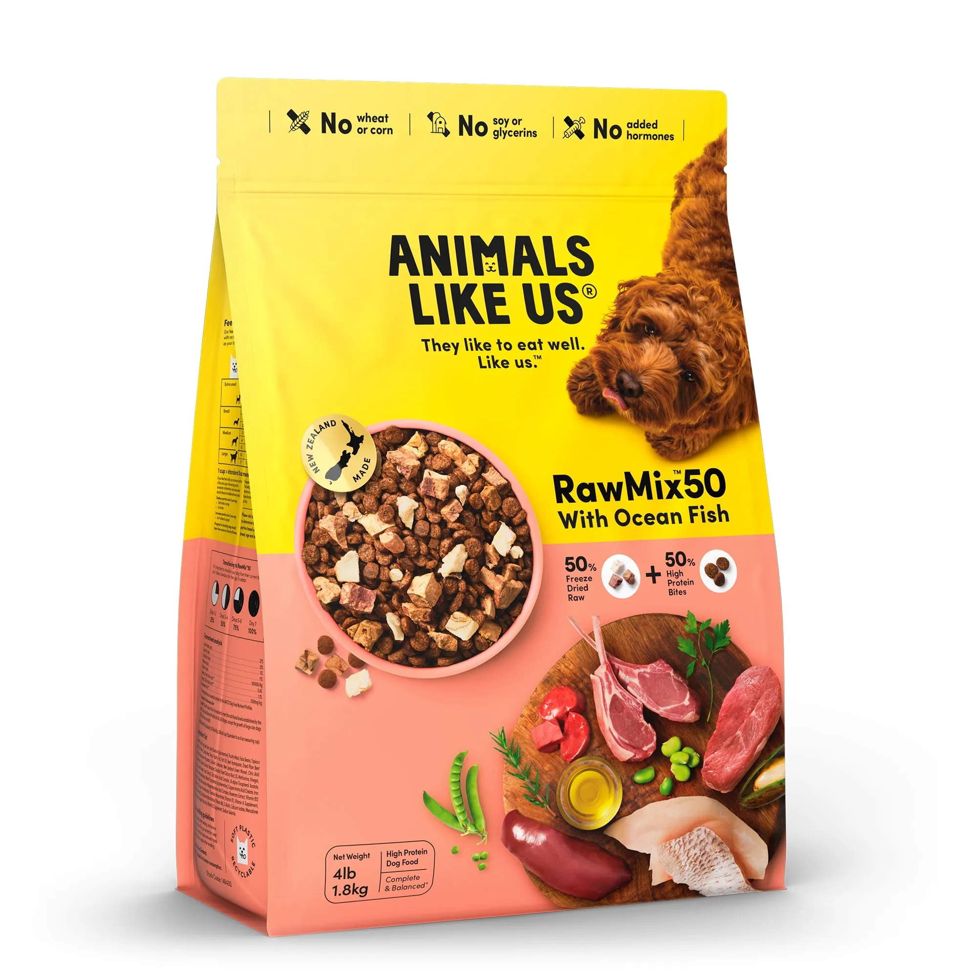 Animals Like Us RawMix50 with Freeze Dried Ocean Fish and Kibble Mix Dry Dog Food 1.8kg ( _ )