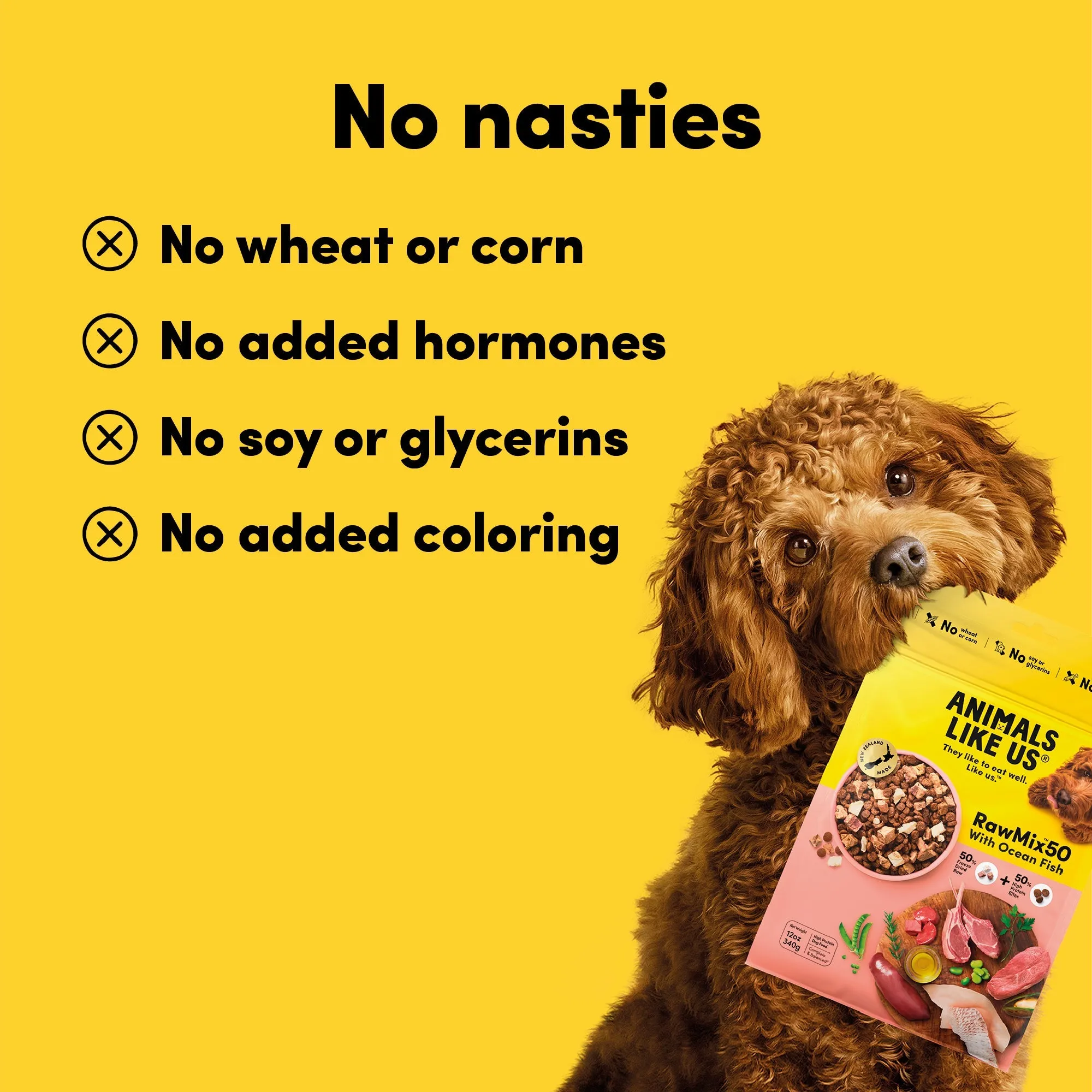 Animals Like Us RawMix50 with Freeze Dried Ocean Fish and Kibble Mix Dry Dog Food 340g ( _ )