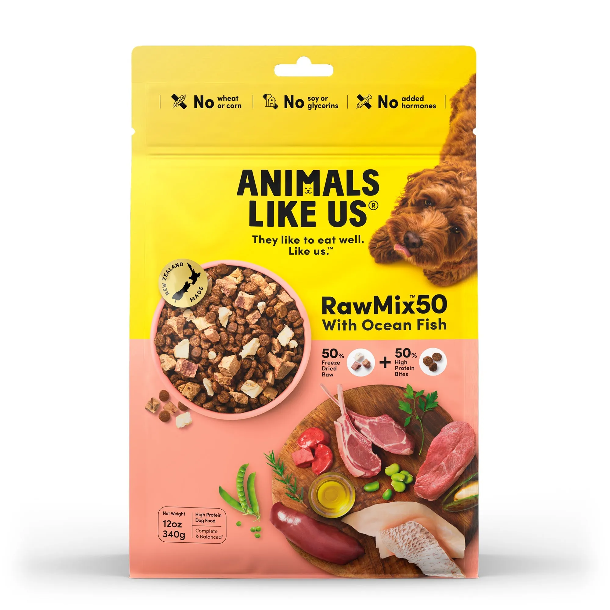 Animals Like Us RawMix50 with Freeze Dried Ocean Fish and Kibble Mix Dry Dog Food 340g ( _ )