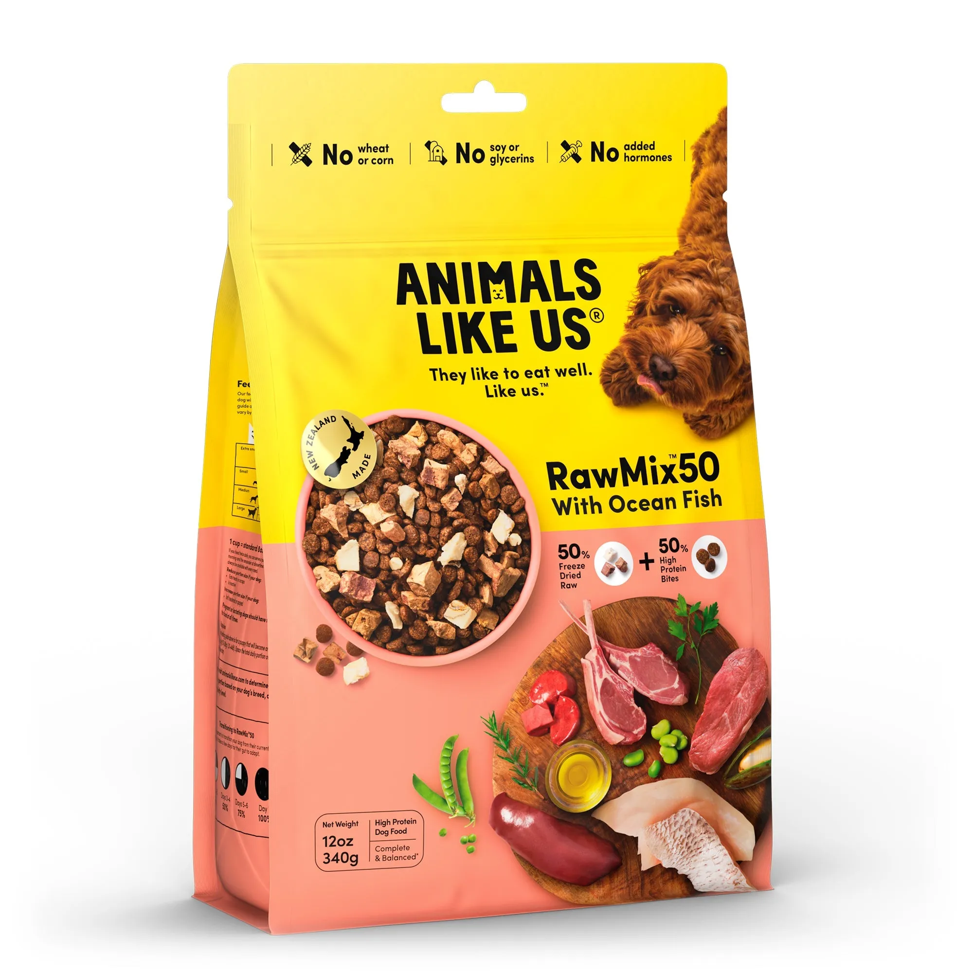 Animals Like Us RawMix50 with Freeze Dried Ocean Fish and Kibble Mix Dry Dog Food 340g ( _ )