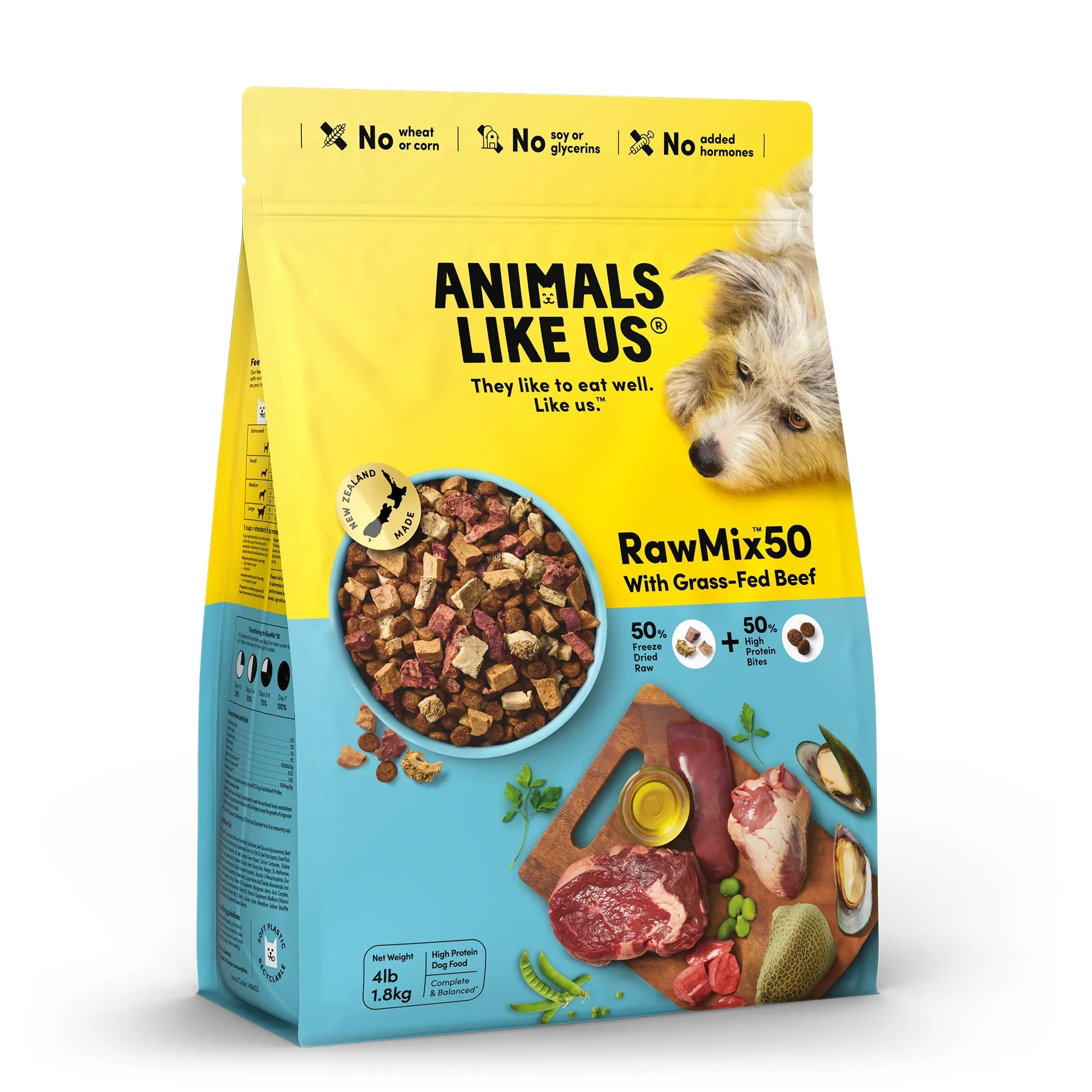 Animals Like Us RawMix50 with Grass-Fed Freeze Dried Beef and Kibble Mix Dog Food 1.8kg ( _ )