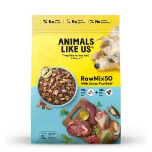 Animals Like Us RawMix50 with Grass-Fed Freeze Dried Beef and Kibble Mix Dog Food 1.8kg ( _ )