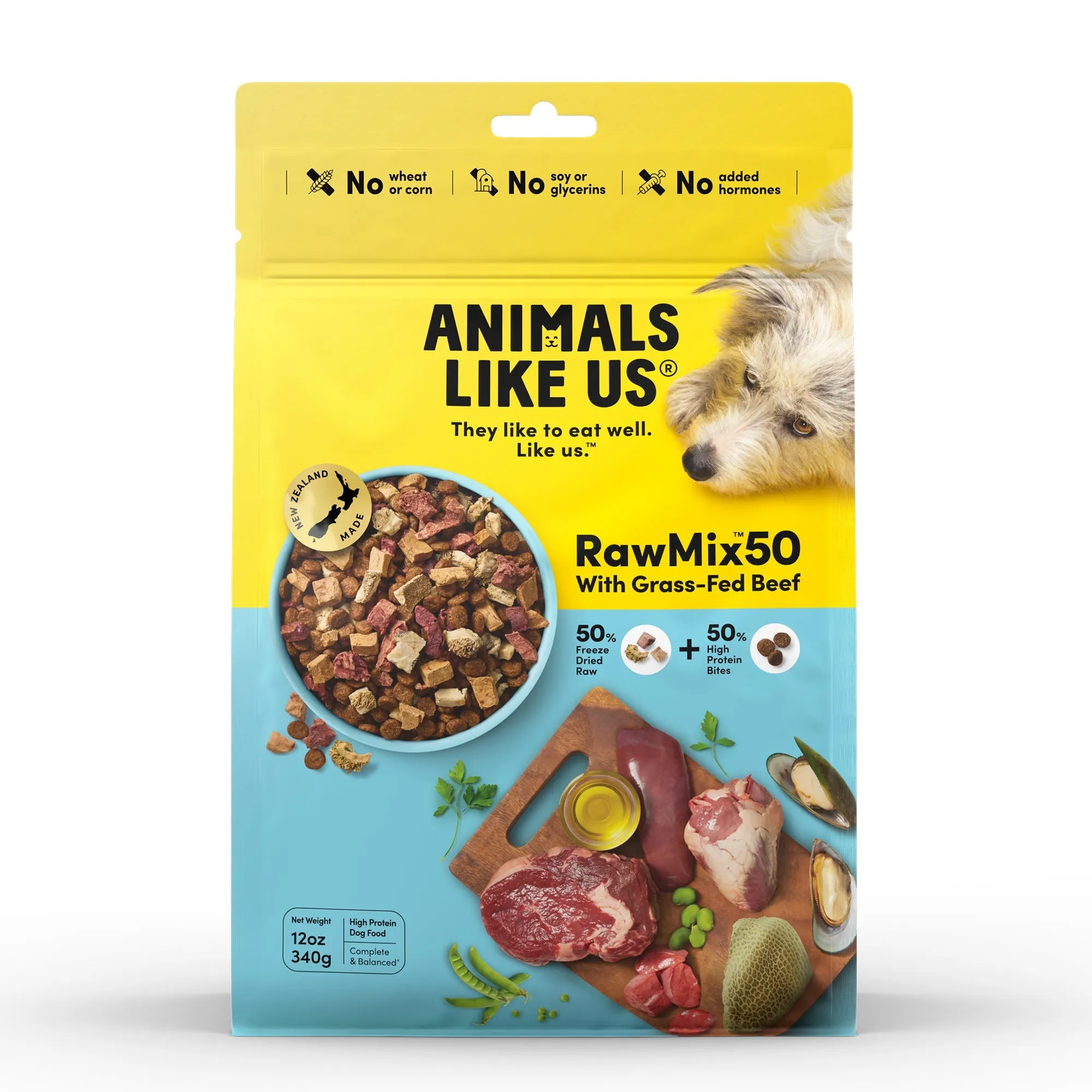 Animals Like Us RawMix50 with Grass-Fed Freeze Dried Beef and Kibble Mix Dog Food 340g ( _ )