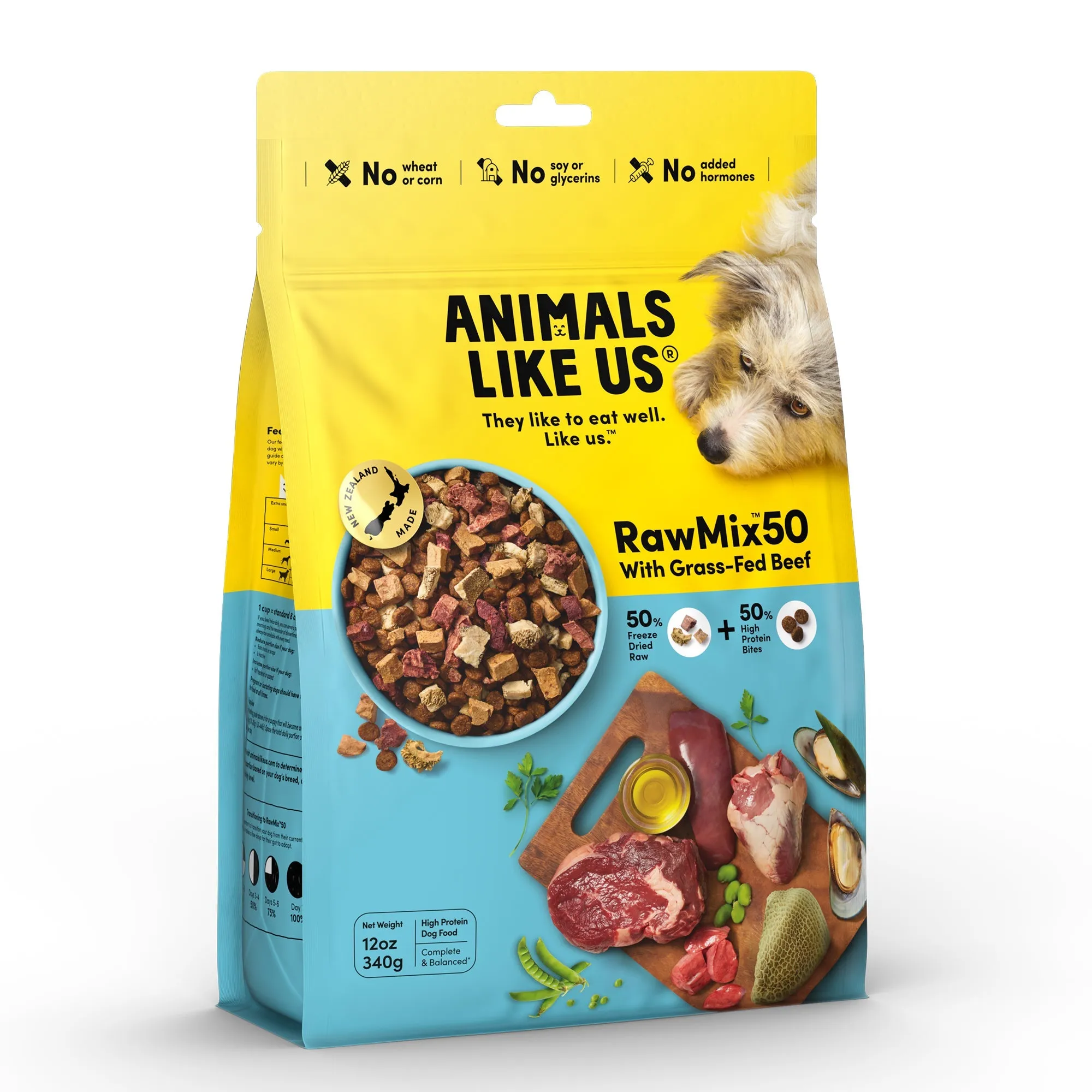 Animals Like Us RawMix50 with Grass-Fed Freeze Dried Beef and Kibble Mix Dog Food 340g ( _ )
