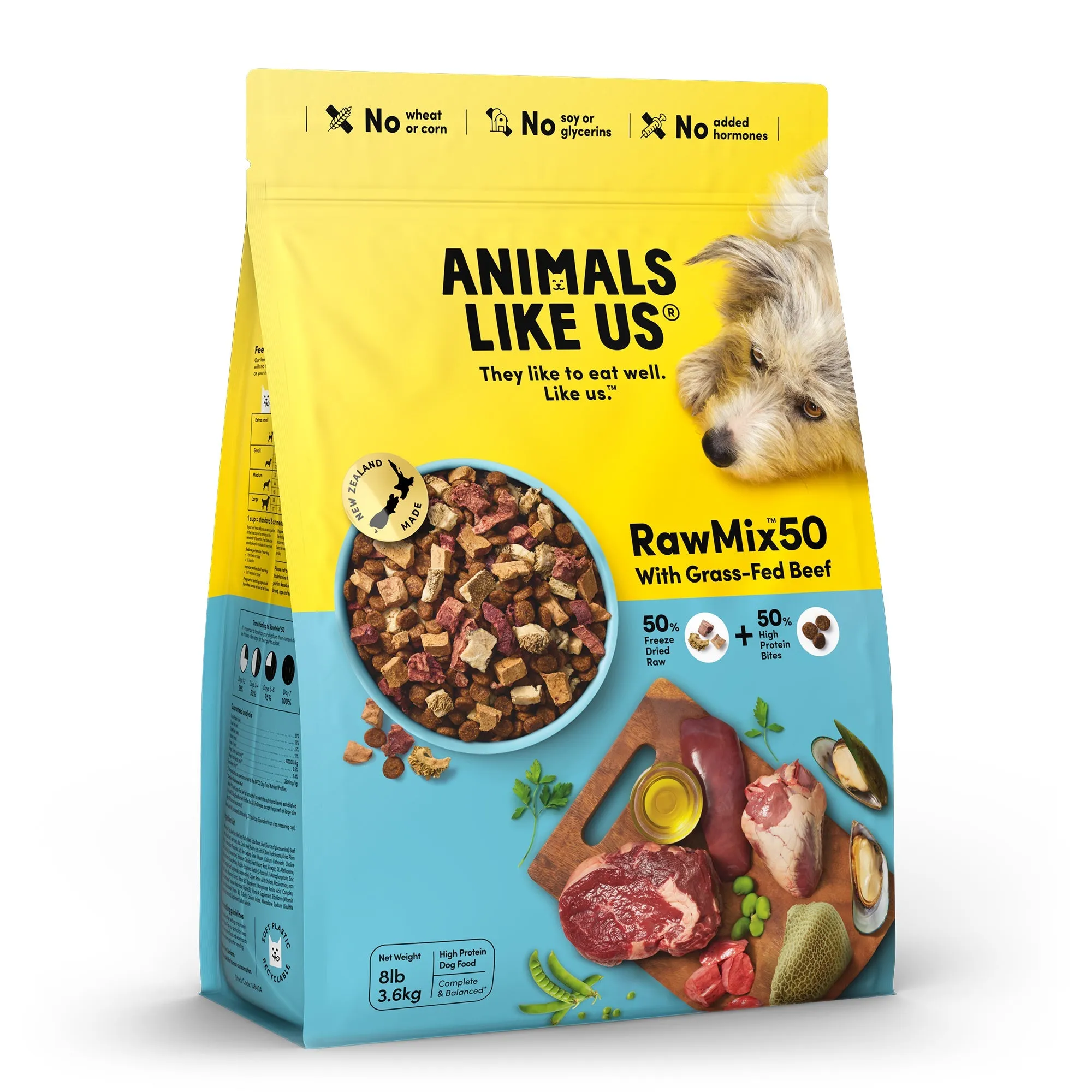 Animals Like Us RawMix50 with Grass-Fed Freeze Dried Beef and Kibble Mix Dog Food 3.6kg ( _ )