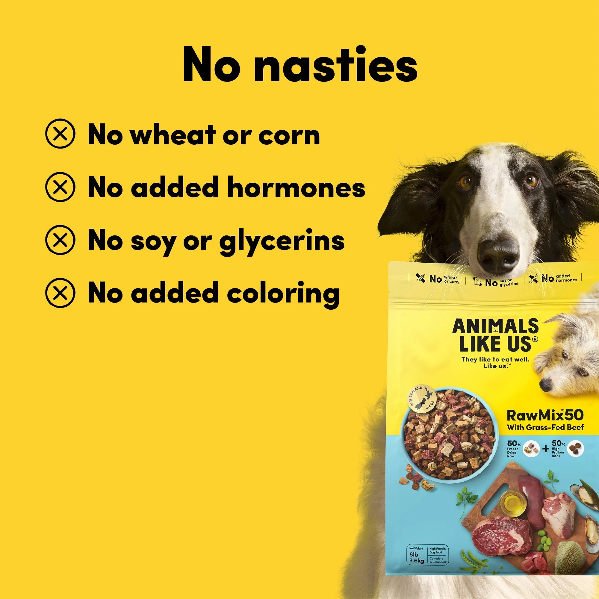 Animals Like Us RawMix50 with Grass-Fed Freeze Dried Beef and Kibble Mix Dog Food 3.6kg ( _ )