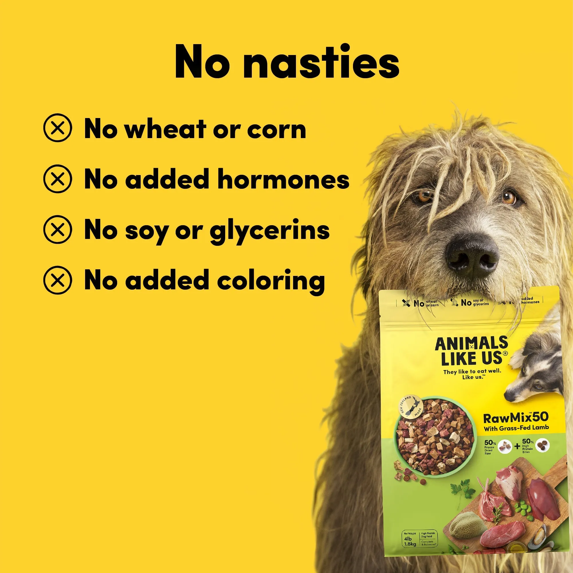 Animals Like Us RawMix50 with Grass-Fed Freeze Dried Lamb and Kibble Mix Dry Dog Food 1.8kg ( _ )