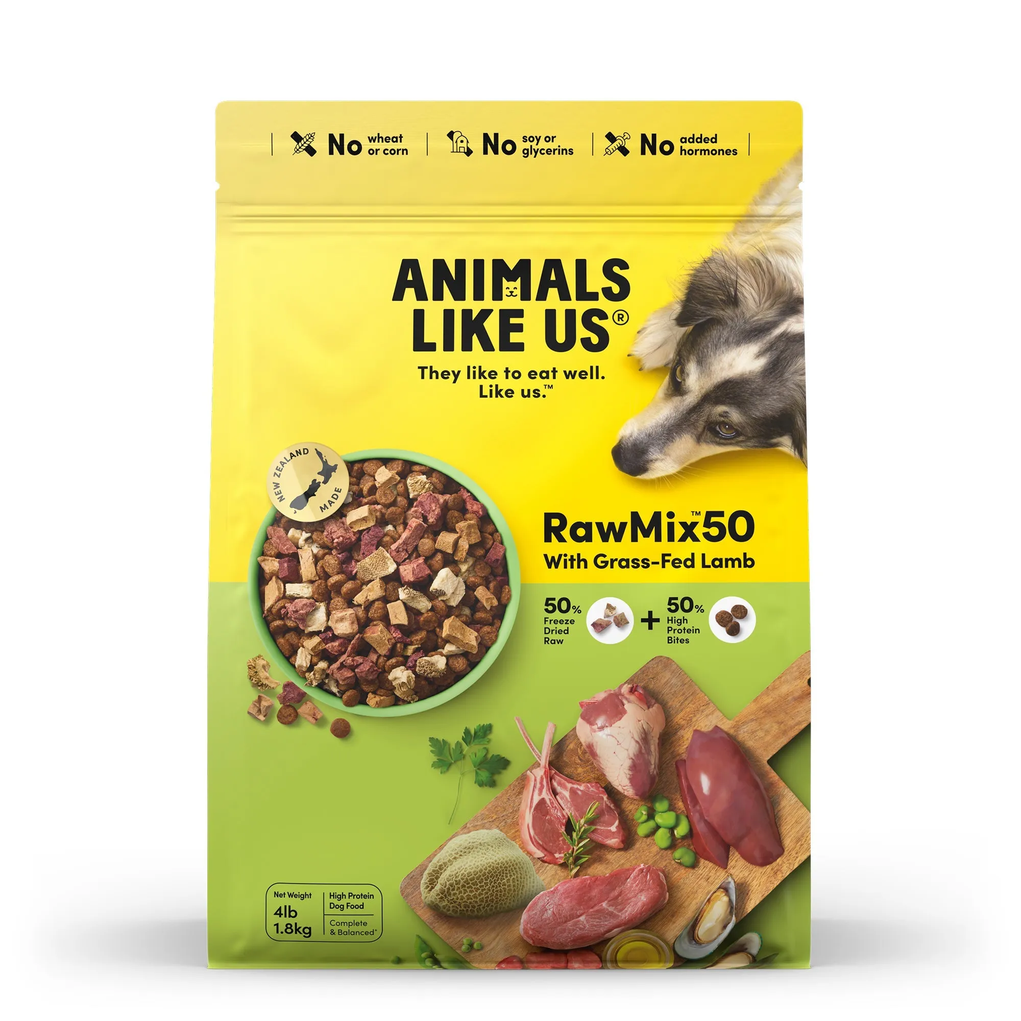 Animals Like Us RawMix50 with Grass-Fed Freeze Dried Lamb and Kibble Mix Dry Dog Food 1.8kg ( _ )