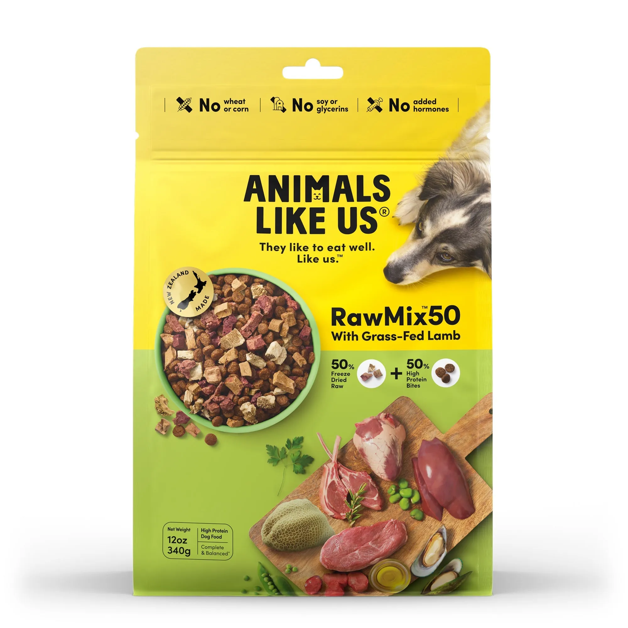 Animals Like Us RawMix50 with Grass-Fed Freeze Dried Lamb and Kibble Mix Dry Dog Food 340g ( _ )