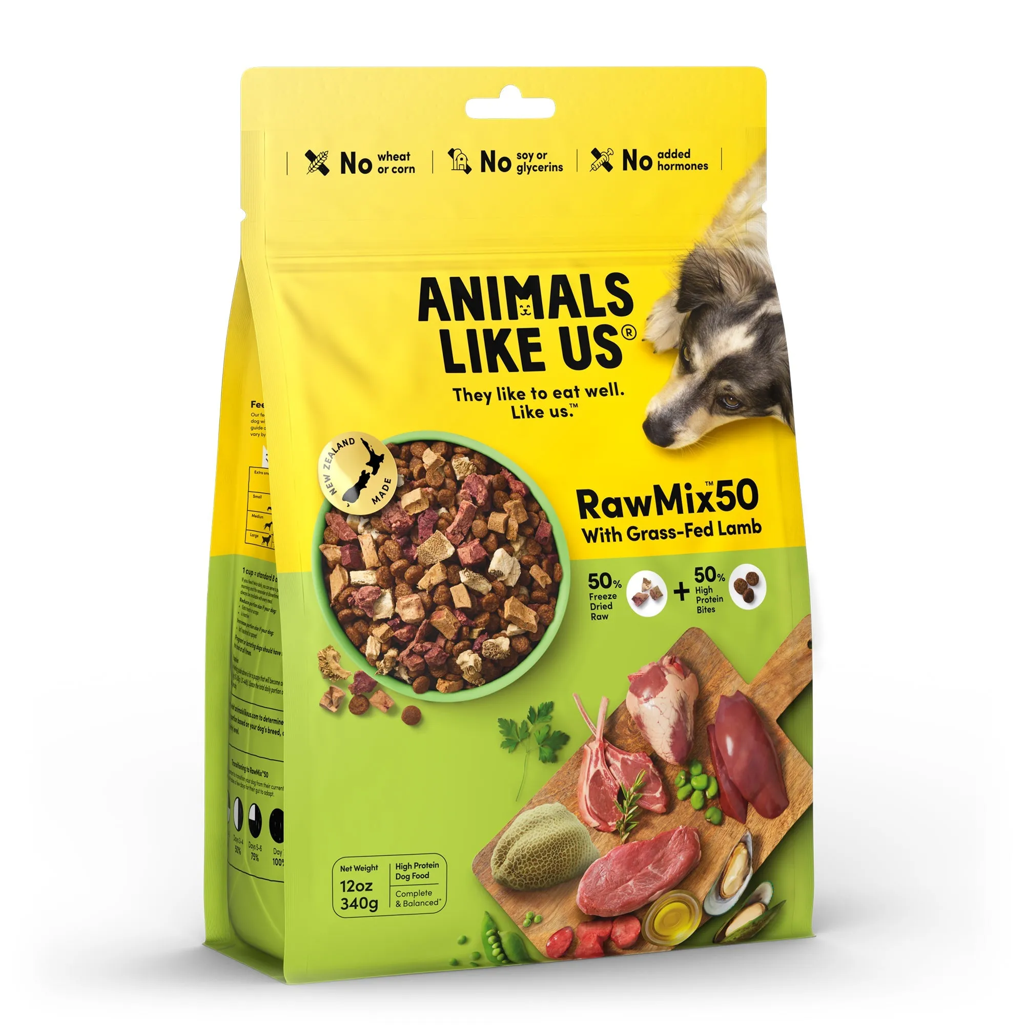 Animals Like Us RawMix50 with Grass-Fed Freeze Dried Lamb and Kibble Mix Dry Dog Food 340g ( _ )