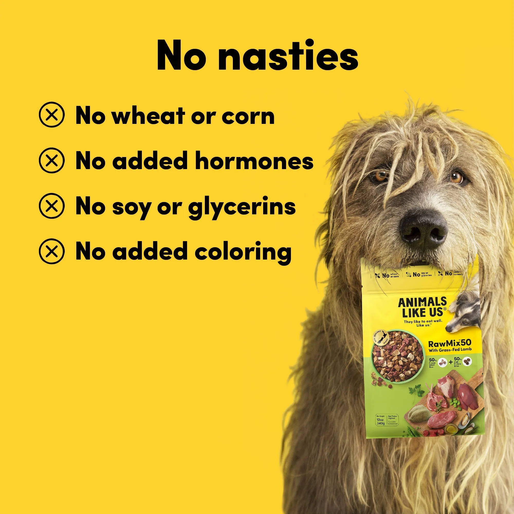Animals Like Us RawMix50 with Grass-Fed Freeze Dried Lamb and Kibble Mix Dry Dog Food 340g ( _ )