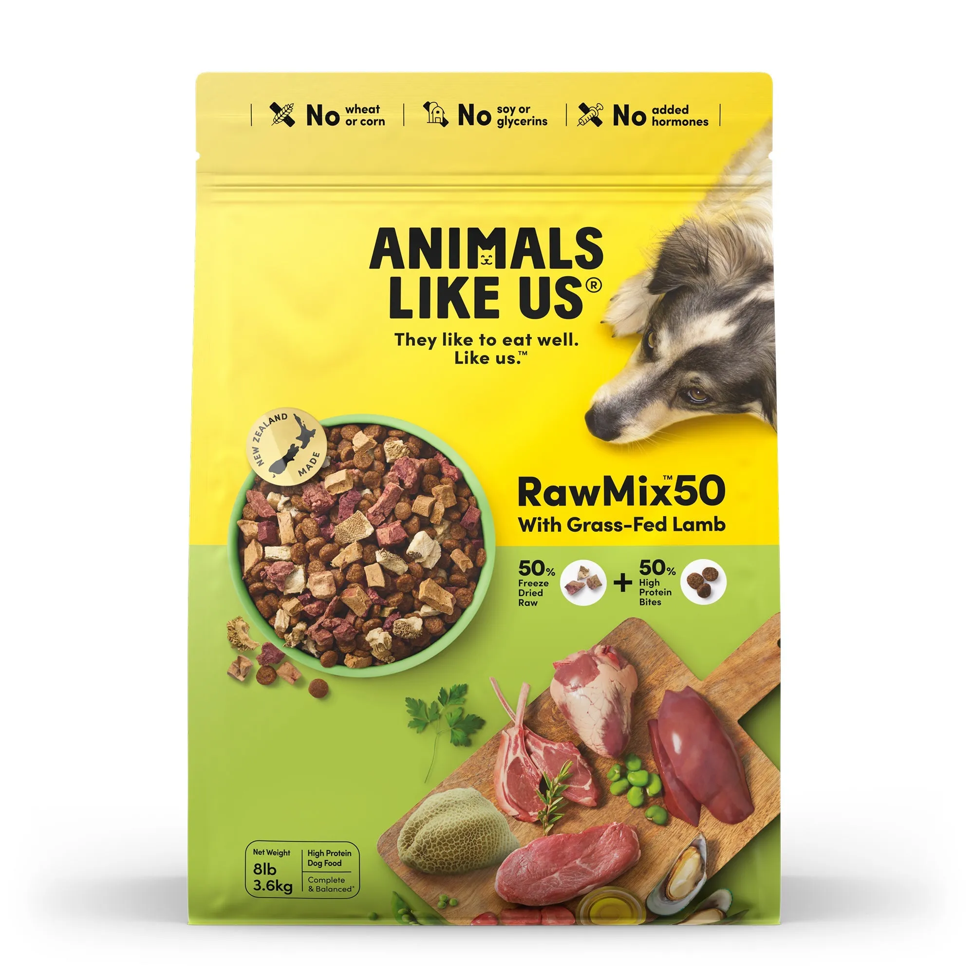 Animals Like Us RawMix50 with Grass-Fed Freeze Dried Lamb and Kibble Mix Dry Dog Food 3.6kg ( _ )