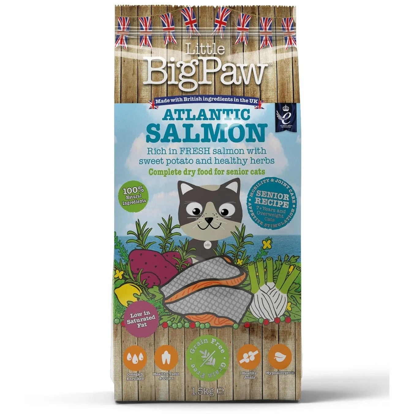 Atlantic Salmon Complete dry food for Senior Cats 1.5KG /Little BigPaw Pets Qatar