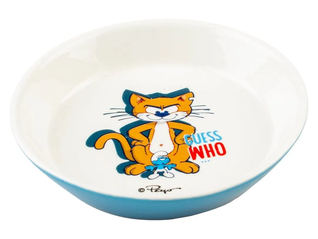 Azrael low feeding bowl 320ml - 16x16x3,5cm white/blue Pets Qatar