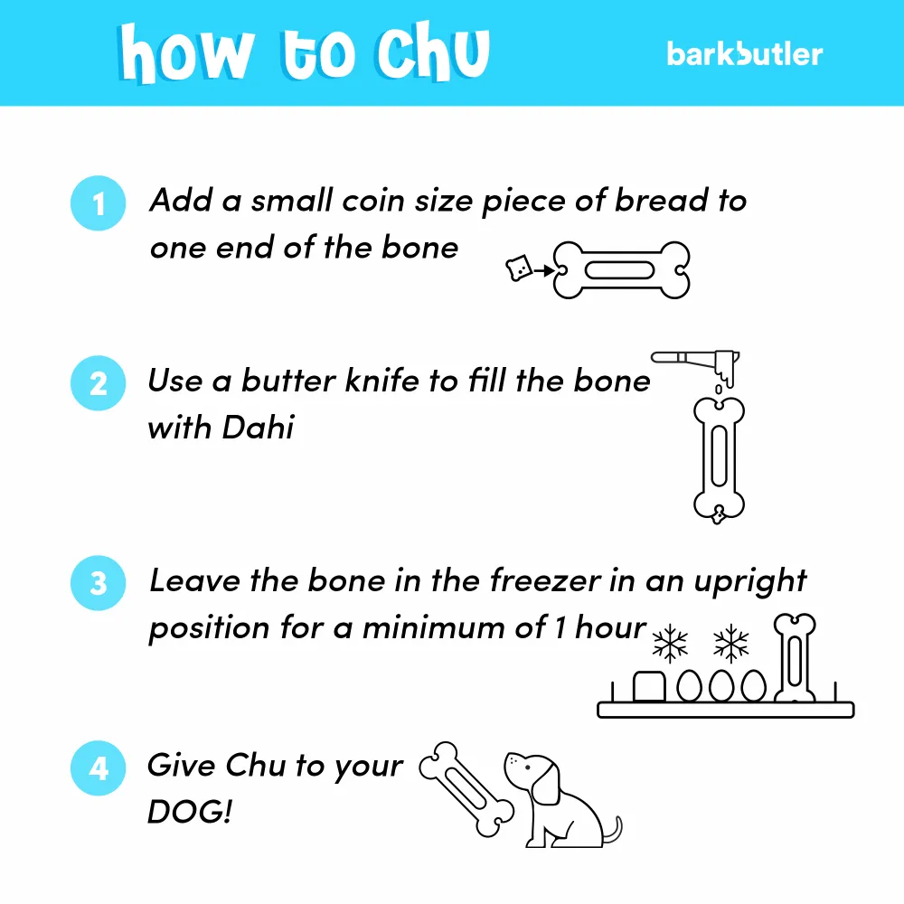 Barkbutler Chu the bone Treat Dispensing Toy for Dogs (Black)