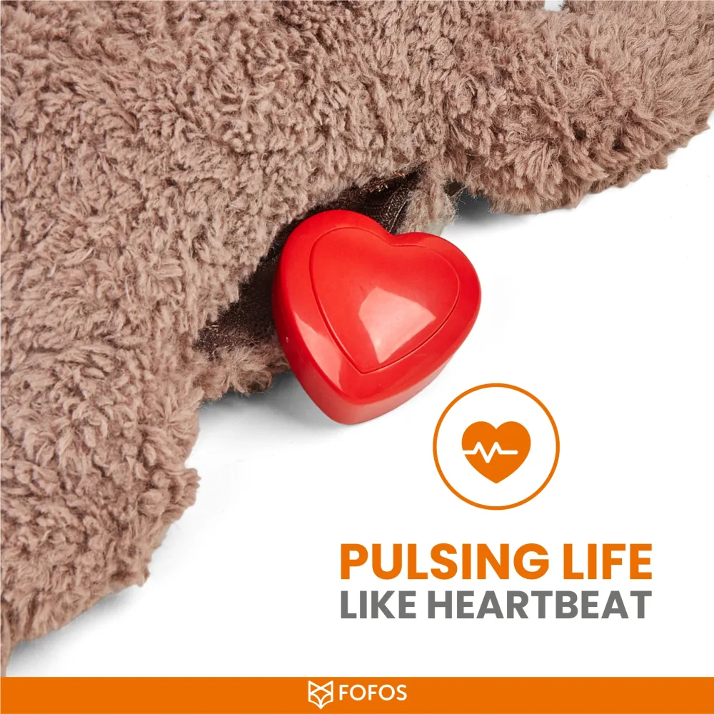Barkbutler x Fofos Cuddle Bear Heart Beat Toy for Dogs | For Medium Chewers (Brown)