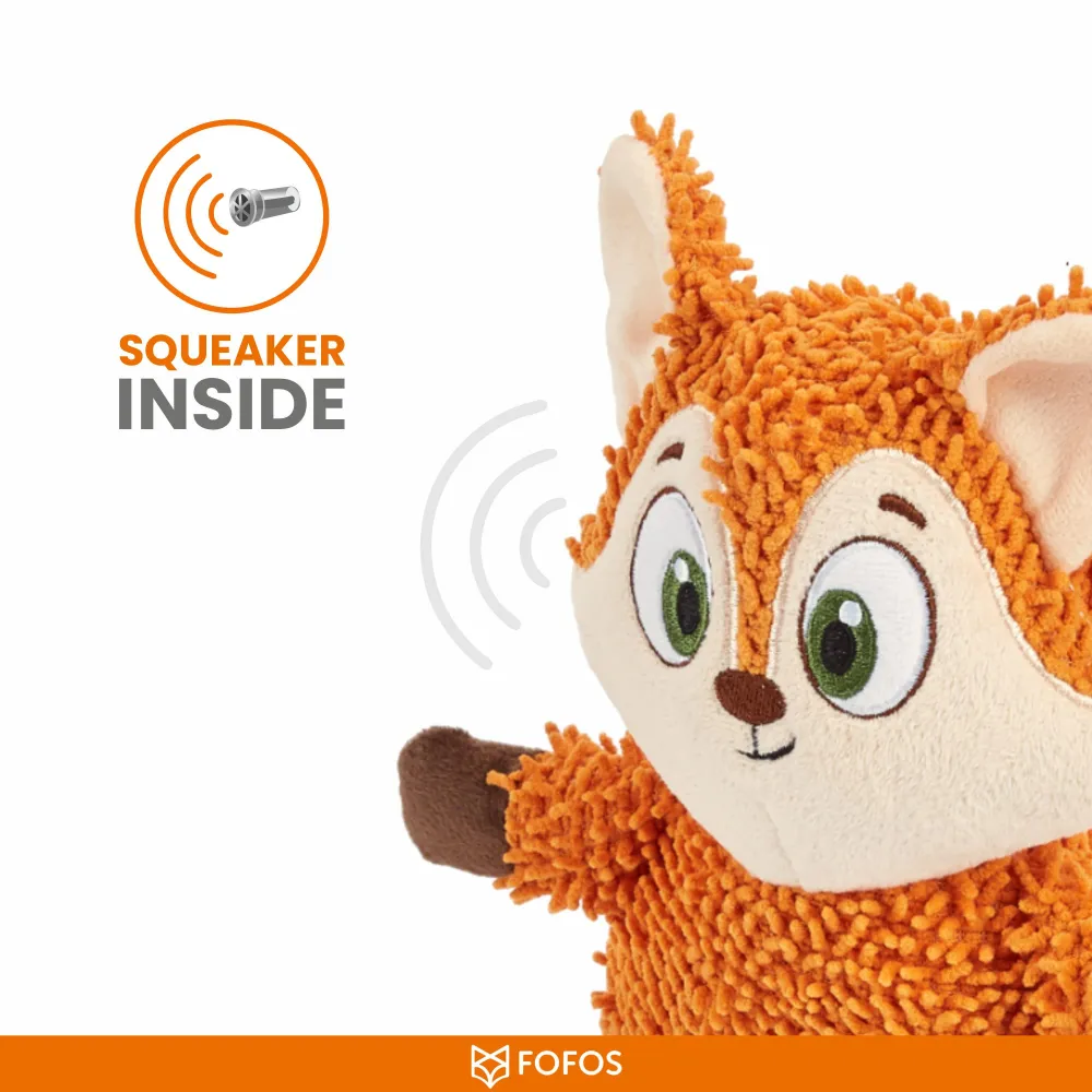 Barkbutler x Fofos Fox Tough Squeaky Toy for Dogs | For Medium Chewers (Orange)