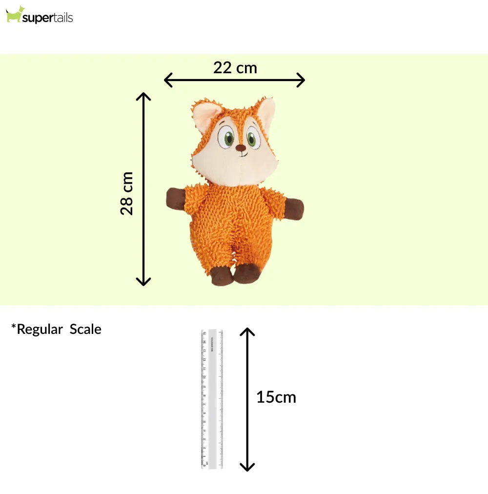 Barkbutler x Fofos Fox Tough Squeaky Toy for Dogs | For Medium Chewers (Orange)