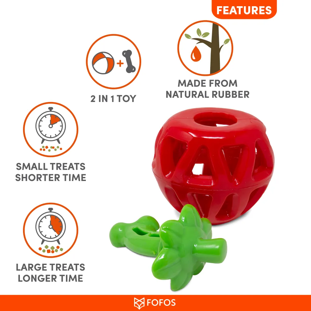 Barkbutler x Fofos Fruity Bites Treat Dispensing Strawberry Toy for Dogs
