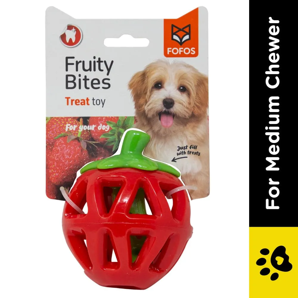 Barkbutler x Fofos Fruity Bites Treat Dispensing Strawberry Toy for Dogs