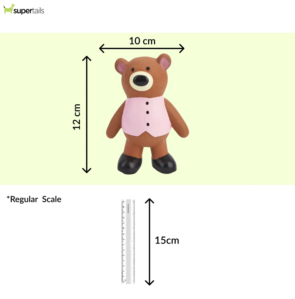 Barkbutler x Fofos Latex Bear Squeaky Toy for Dogs (Brown)