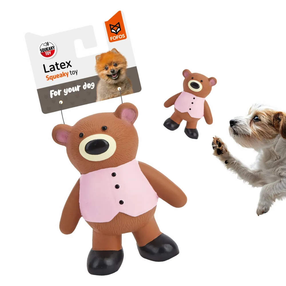 Barkbutler x Fofos Latex Bear Squeaky Toy for Dogs (Brown)