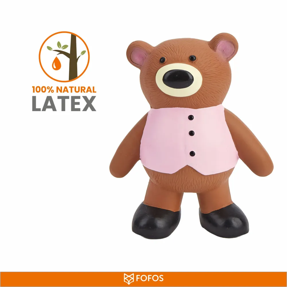 Barkbutler x Fofos Latex Bear Squeaky Toy for Dogs (Brown)