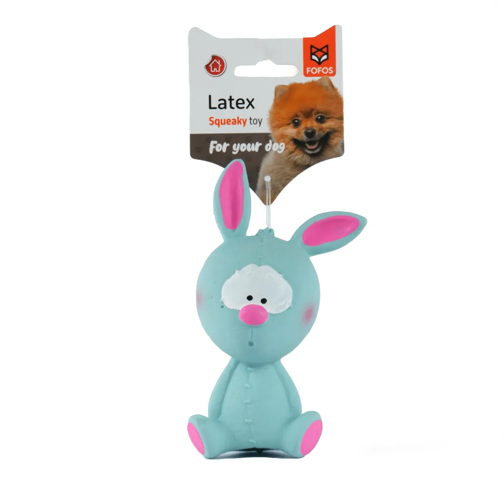 Barkbutler x Fofos Latex Bi Rabbit Toy for Dogs | For Medium Chewers (Blue)
