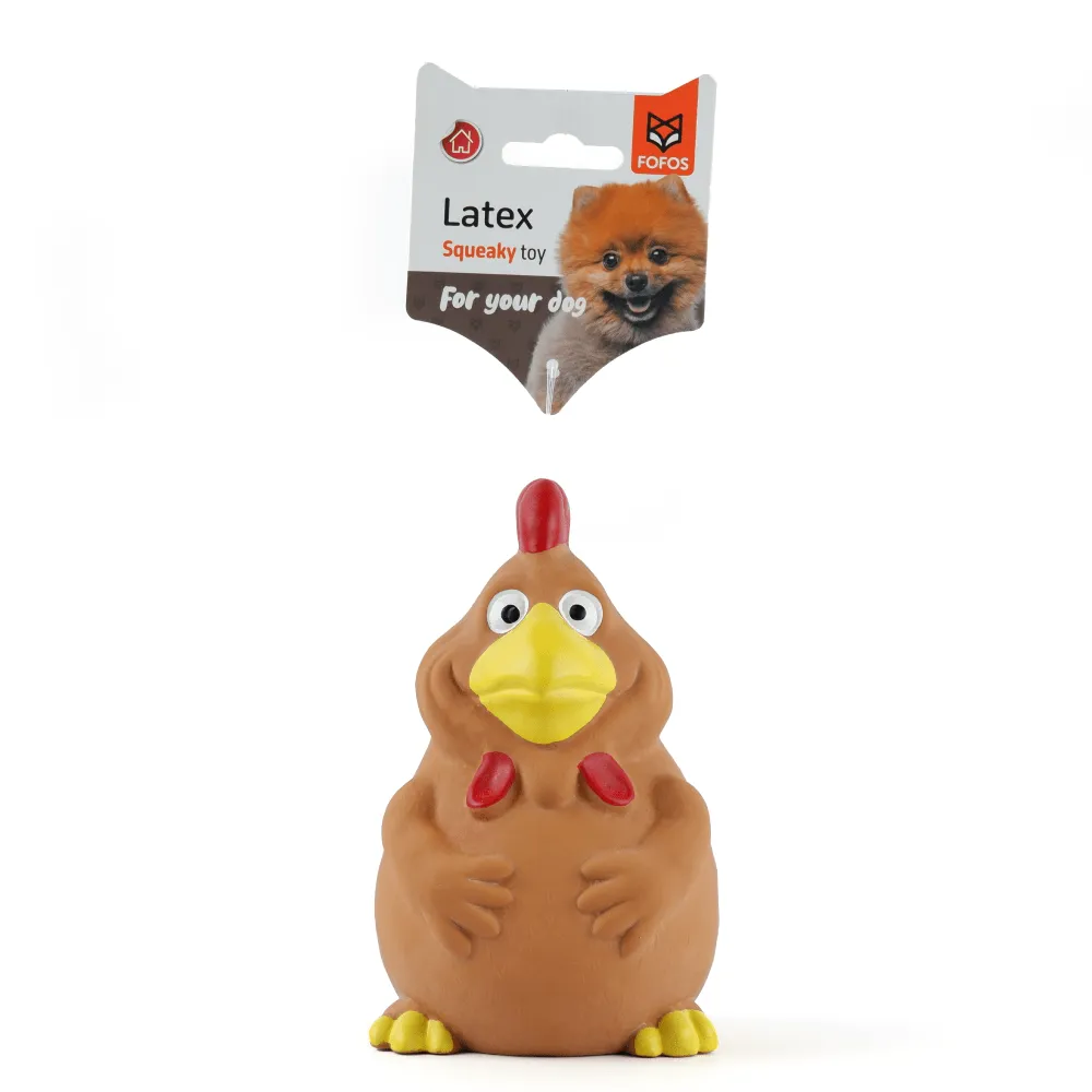 Barkbutler x Fofos Latex Bi Rooster Squeaky Toy for Dogs (Brown)
