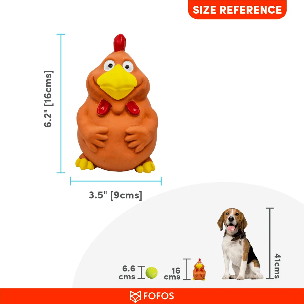Barkbutler x Fofos Latex Bi Rooster Squeaky Toy for Dogs (Brown)