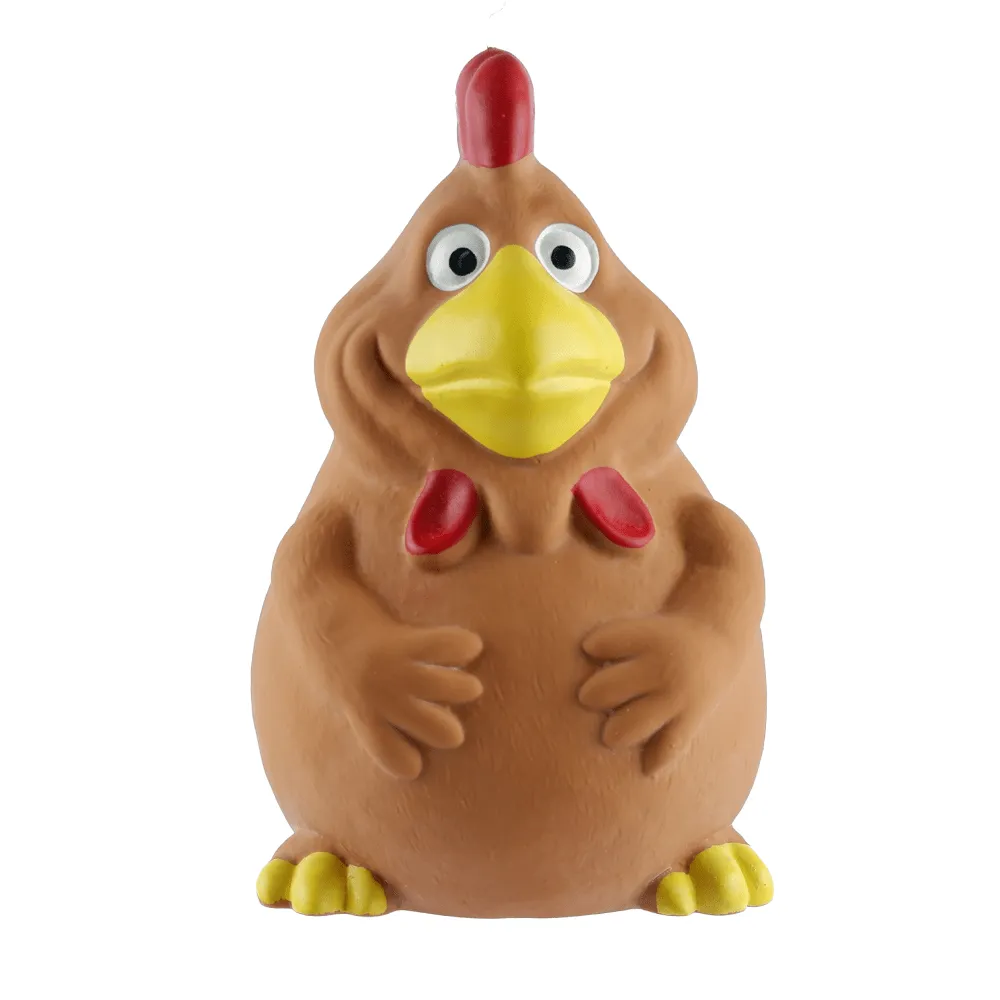 Barkbutler x Fofos Latex Bi Rooster Squeaky Toy for Dogs (Brown)