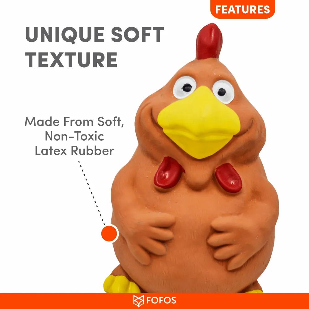 Barkbutler x Fofos Latex Bi Rooster Squeaky Toy for Dogs (Brown)