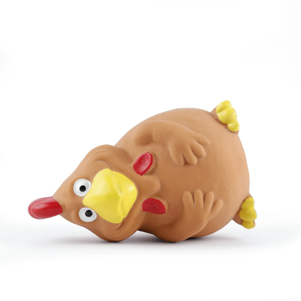 Barkbutler x Fofos Latex Bi Rooster Squeaky Toy for Dogs (Brown)