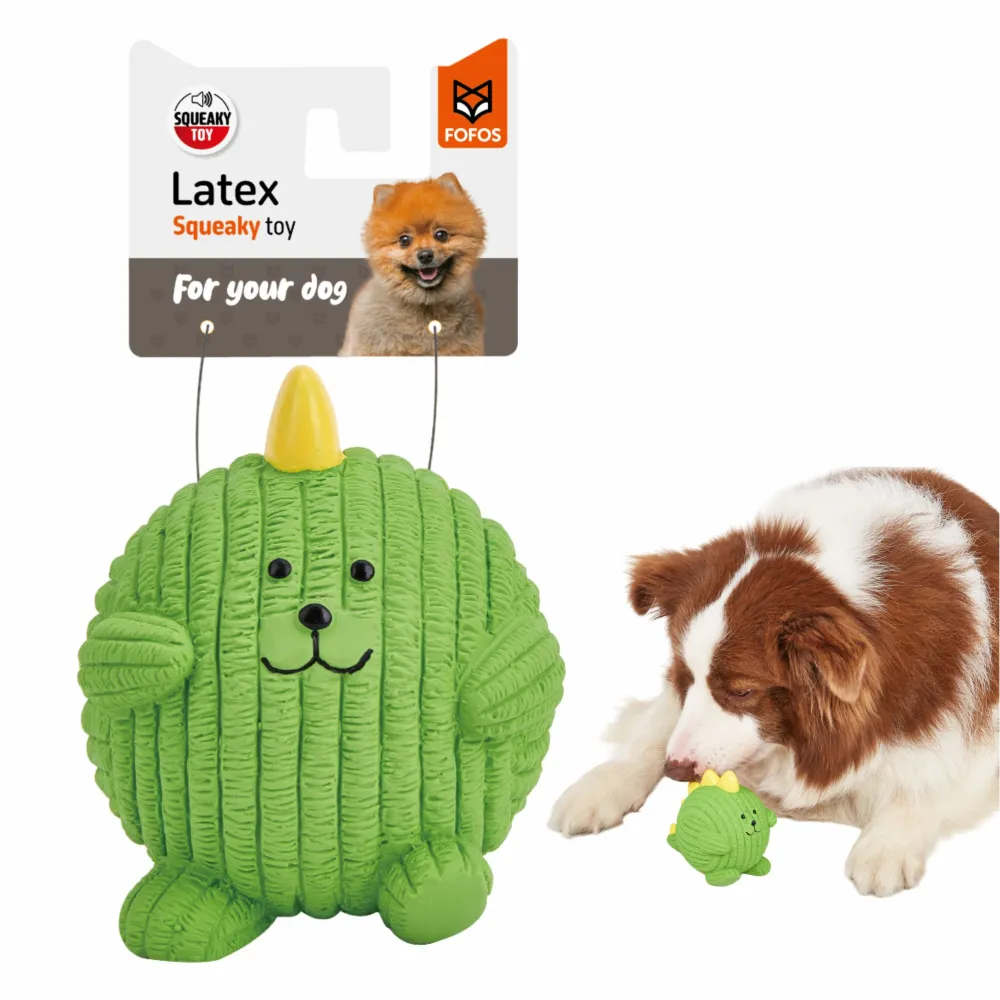 Barkbutler x Fofos Latex Dinosaur Ball Squeaky Toy for Dogs (Green)