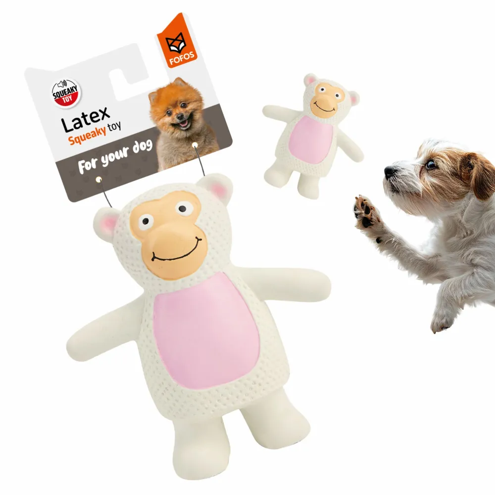 Barkbutler x Fofos Latex Monkey Squeaky Toy for Dogs (Grey)