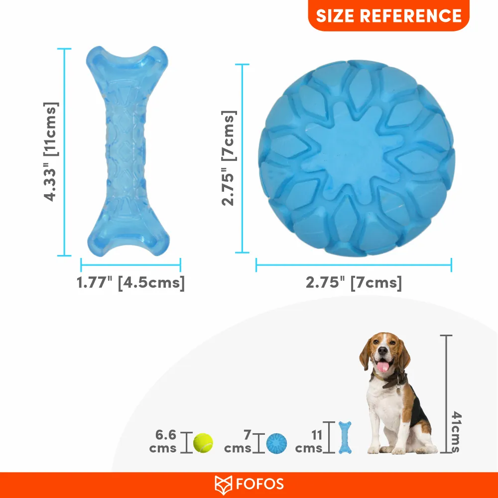 Barkbutler x Fofos Milk Bone & Ball Durable Interactive Chew Toy for Dogs (Blue)