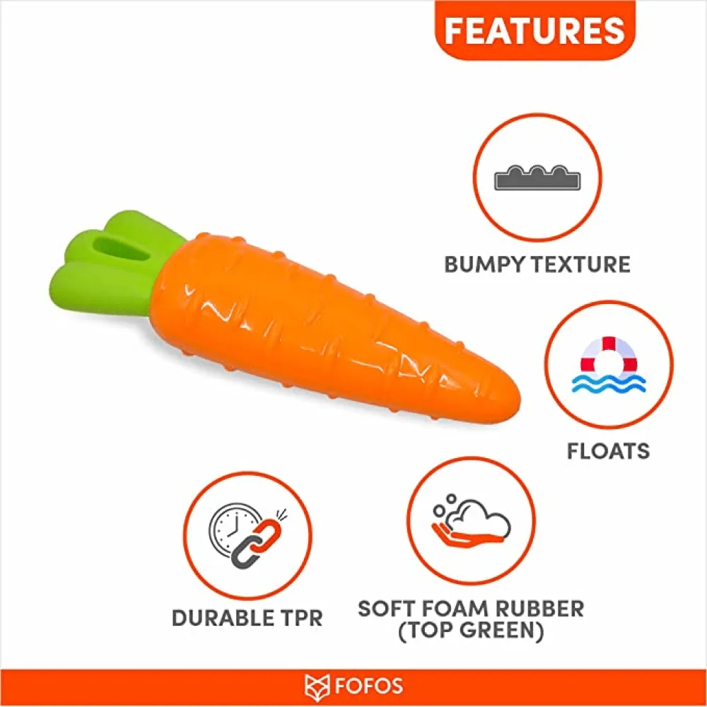 Barkbutler x Fofos Vegi Bites Carrot Squeaky Toy for Dogs | For Medium Chewers