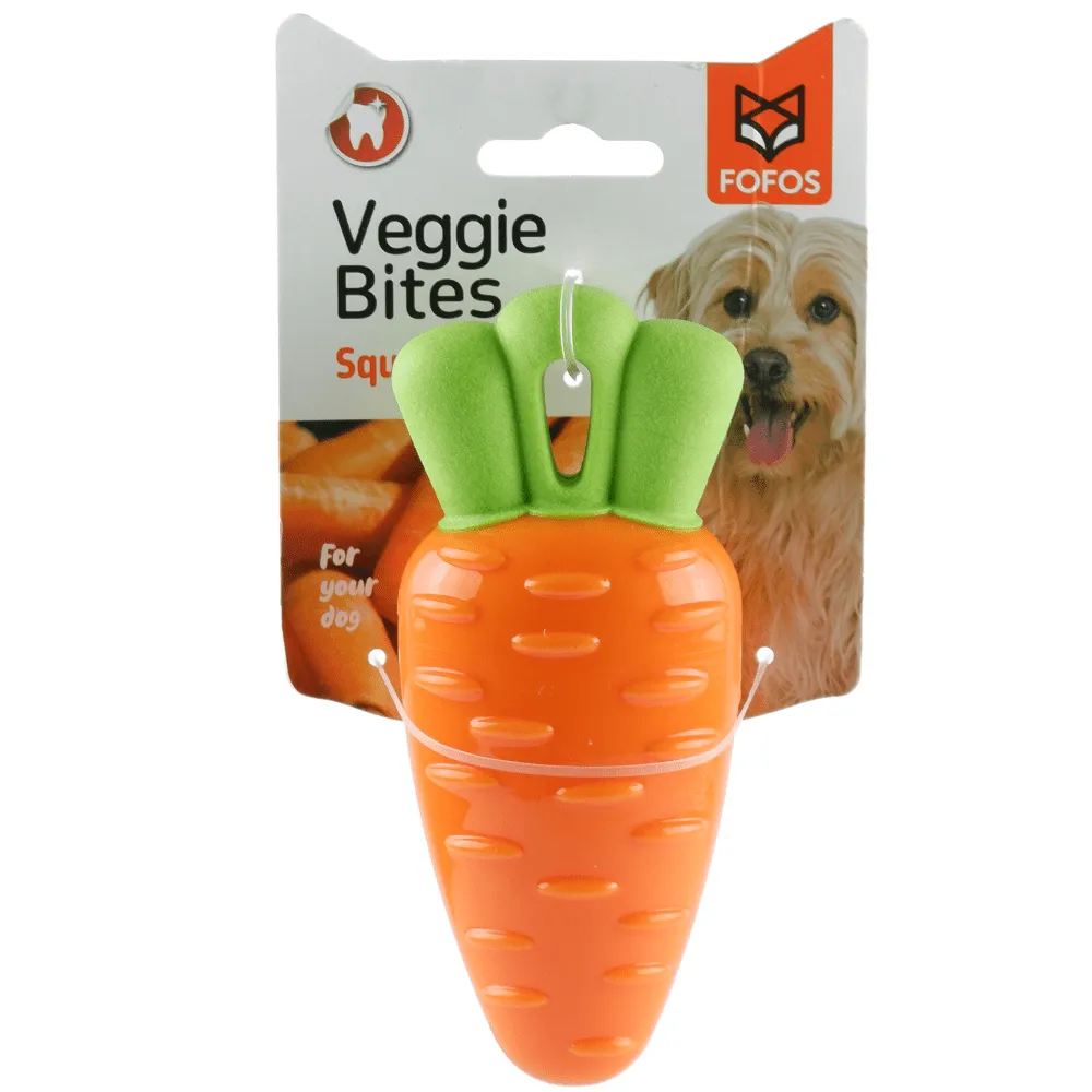 Barkbutler x Fofos Vegi Bites Carrot Squeaky Toy for Dogs | For Medium Chewers