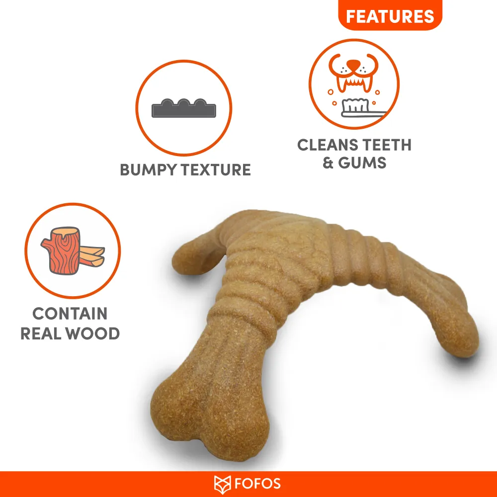 Barkbutler x Fofos Woodplay Triangle chew Toy for Dogs (Brown)